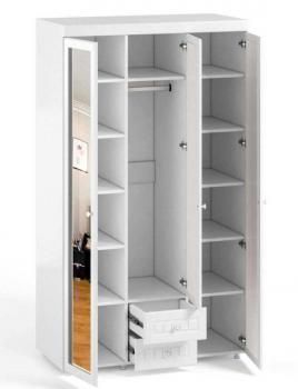 Шкаф 3 дв (560) с 2 Большими зеркальными дверьми, с 1 Малой зеркальной дверью и ящиками Катрин-К МН-58 Монако