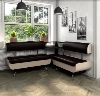 Кухонный набор Betel Угловой диван Валенсия (МД-1200+ПУ-500+МД-700+ стол Флорида СМ-5 нога массив прямая+Стул Рим 2шт.