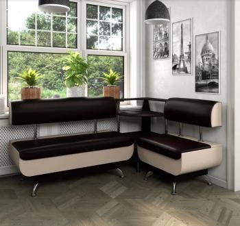 Кухонный набор Betel Угловой диван Валенсия (МД-1200+ПУ-500+МД-600)+ стол Флорида СМ-5 нога массив прямая+Стул Рим 2шт.