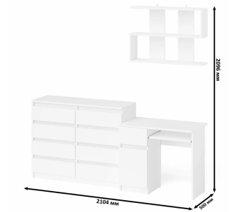 Стол компьютерный СВК Мори МС-1 левый + Комод МК1200.8 + Полка 900