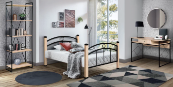 Спальня Олимп Скарлетт комплектация 1 (Кровать 900+Стеллаж ш.940+Стол)