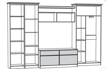Гостиная Mobi Ливерпуль набор мебели 4 Тумба + Шкаф навесной + Полка + Шкаф для одежды + Пенал + Витрина + Карниз 1000 2шт