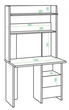 Стол Мэрдэс СКЛ-Прям100Р+НКЛХ-100 с надстройкой и скругленными углами