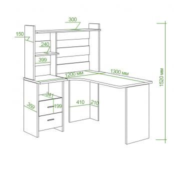 Компьютерный стол Мэрдэс СКЛ-Угл130+НКЛ-120 с надстройкой Правый