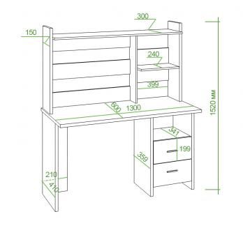 Компьютерный стол Мэрдэс СКЛ-Прям130+НКЛ-130 с надстройкой