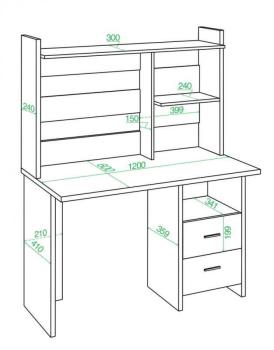 Стол компьютерный Мэрдэс СКЛ-Прям120+НКЛ-120