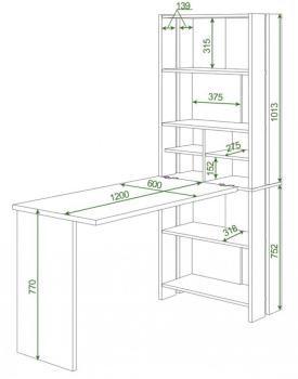 Стол-стеллаж Мэрдэс СТЛ-ОВХ+С120Прям (без тумбы)