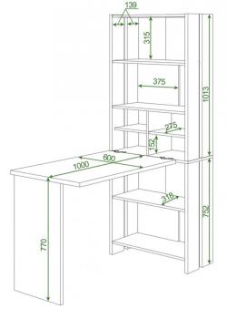 Стол-стеллаж Мэрдэс СТЛ-ОВХ+С100Прям (без тумбы)