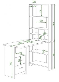 Стол-стеллаж Мэрдэс СТЛ-ОВХ+С100Прям с тумбой