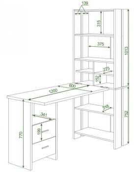 Стол-стеллаж Мэрдэс СТЛ-ОВХ+С120Прям с тумбой