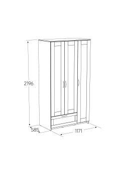 Шкаф трёхдверный Гуд Лакк Сириус (1 ящик, 1 зеркало)