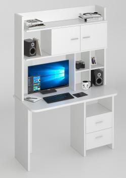 Компьютерный стол Мэрдэс СКЛ-Прям120Р+НКЛХ-120 со скругленными углами и надстройкой+бокс