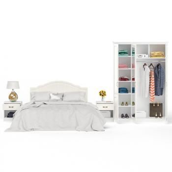 Спальный гарнитур Mobi Ливерпуль № 1 Кровать 11.08 + две Тумбы 08.146 + Шкаф 08.45.01 + карниз 1500С