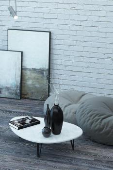 Стол журнальный Калифорния Дадли белый бетон 2 (У)