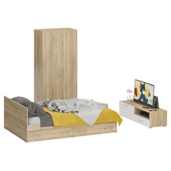 Дуб Сонома/Фасады ТВ тумбы МДФ Белый Глянец