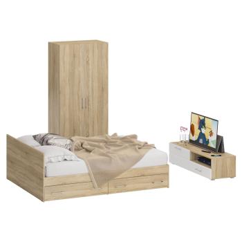 Дуб Сонома/Фасады ТВ тумбы МДФ Белый Глянец