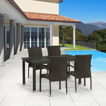 Комплект плетеной мебели Афина T256A/YC379A-W53 (4+1) + подушки на стульях