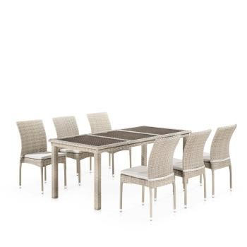 Комплект плетеной мебели Афина T365/Y380C-W85 (6+1) + подушки