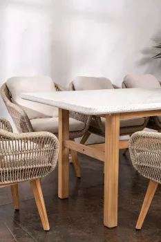 Обеденный стол из тика Joygarden TALARA 200 см с керамической столешницей