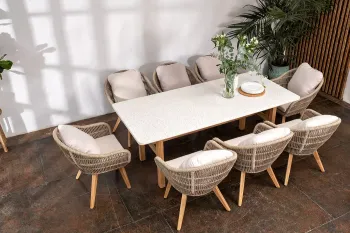 Обеденный стол из тика Joygarden TALARA 200 см с керамической столешницей