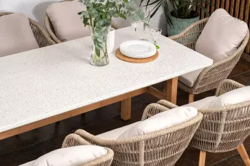 Обеденный стол из тика Joygarden TALARA 200 см с керамической столешницей