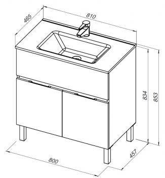 Тумба под раковину AQUANET Алвита New 80 (1 ящик, 2 дверцы)