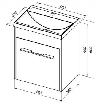 Тумба под раковину AQUANET Августа 50 (Moduo Slim) (ручки хром)