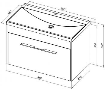 Тумба под раковину AQUANET Августа 90 (ручка хром)