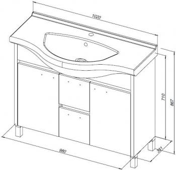 Тумба под раковину AQUANET Донна 100 (2 дверцы, 2 ящика)