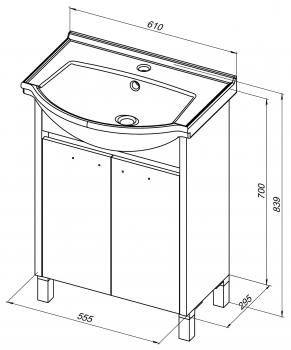 Тумба под раковину AQUANET Донна 60 (2 дверцы)