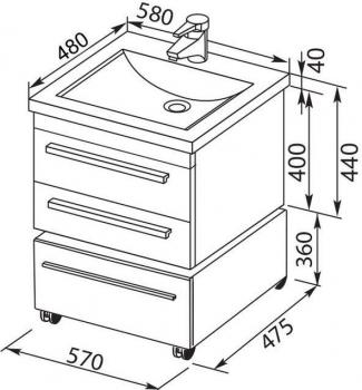 Тумба под раковину AQUANET Нота 58
