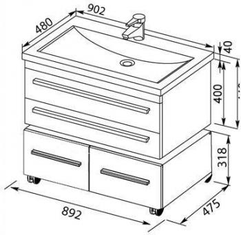 Тумба под раковину AQUANET Нота 90
