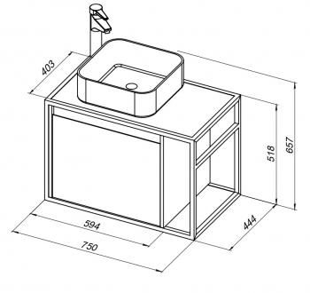 Тумба под раковину AQUANET Nova Lite Loft 75 L
