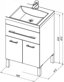 Тумба под раковину AQUANET Верона 58 (напольная 1 ящик 2 дверцы)