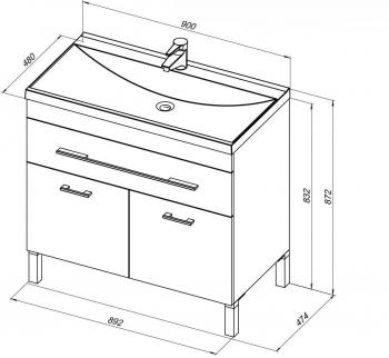 Тумба под раковину AQUANET Верона 90 (напольная 1 ящик 2 дверцы)