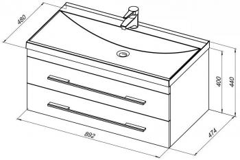 Тумба под раковину AQUANET Верона 90 (подвесная 2 ящика)