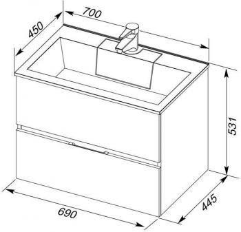 Тумба с раковиной AQUANET Алвита 70
