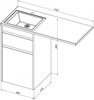Тумба с раковиной AQUANET Токио 110 R (напольная, 1 ящик)