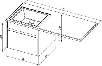 Тумба с раковиной AQUANET Токио 110 R (подвесная, 1 ящик)