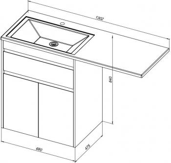 Тумба с раковиной AQUANET Токио 130 L (напольная, 1 ящик, 2 дверцы)
