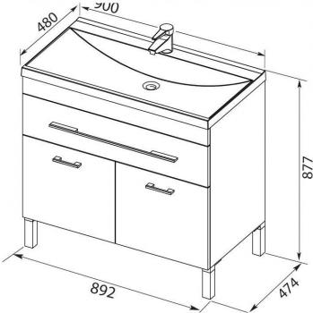 Тумба с раковиной AQUANET Верона 90 (напольная 1 ящик 2 дверцы)