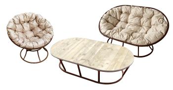 Комплект M-group МАМАСАН, ПАПАСАН и стол без ротанга белое