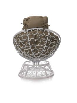 Кресло M-group ПАПАСАН пружинка мини с ротангом белое