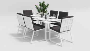 каркас белый / подушки антрацит / столешница белая глянцевая