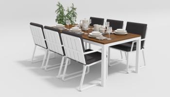 каркас белый / подушки антрацит / столешница тик