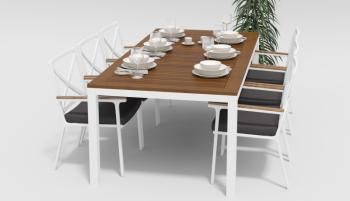 каркас белый/подушки антрацит/столешница тик