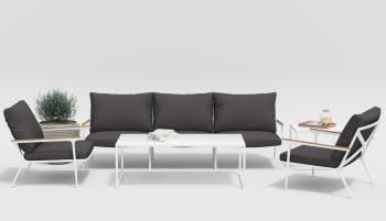 каркас белый/подушки антрацит/столешница белая глянцевая