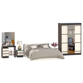 Спальня СВК Сакура № 5 Стол косметический + Кровать 1800 + две тумбы + Шкаф-купе 1500