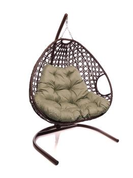 Подвесное кресло M-group ДЛЯ ДВОИХ ЛЮКС с ротангом коричневое