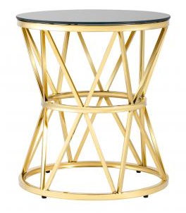 Стекло черное/Сталь золото